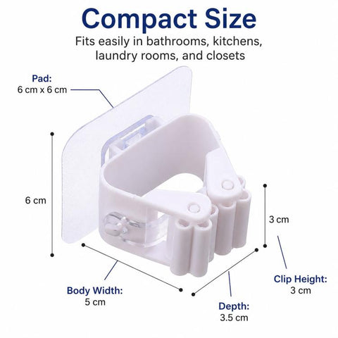 No-drill Suction Cup Bathroom Wall Mount Hook Mop Holder 4pcs, White  4pcs