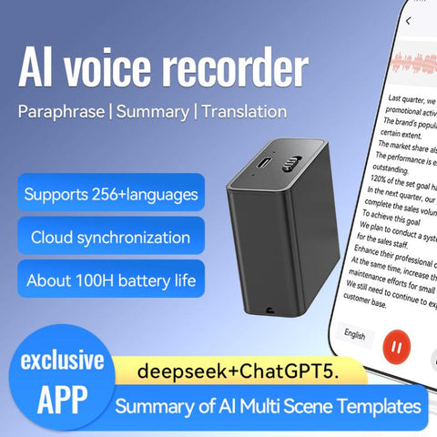 Q65A Long Standby Magnetic Smart Voice Recorder Supports AIREC-APP, 4GB, 8GB, 16GB, 32GB, 64GB, 128GB, 256GB