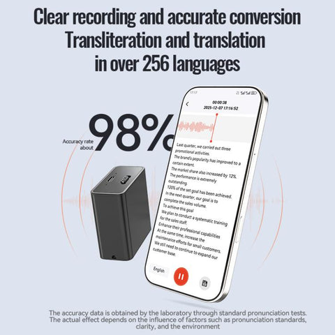 Q65A Long Standby Magnetic Smart Voice Recorder Supports AIREC-APP, 4GB, 8GB, 16GB, 32GB, 64GB, 128GB, 256GB