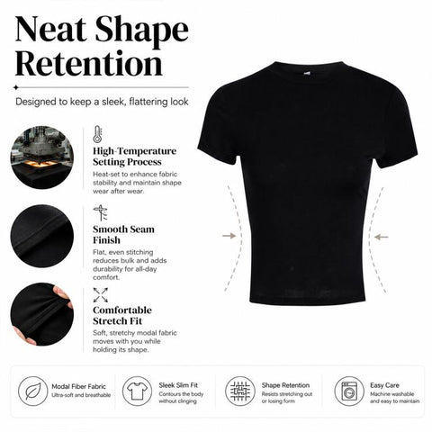 Y2K Pure Color Slim Slimming T-shirt, L, XL, XS, S