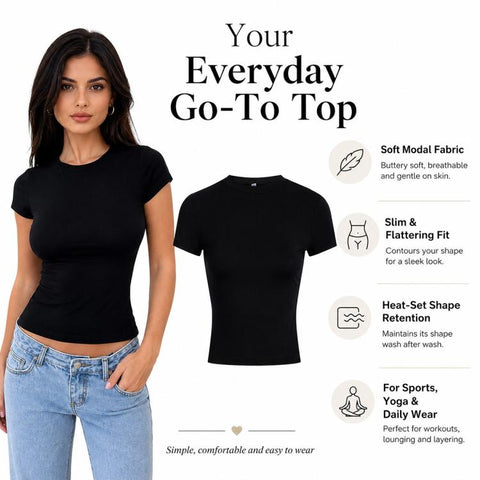 Y2K Pure Color Slim Slimming T-shirt, M