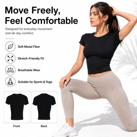 Y2K Pure Color Slim Slimming T-shirt, M