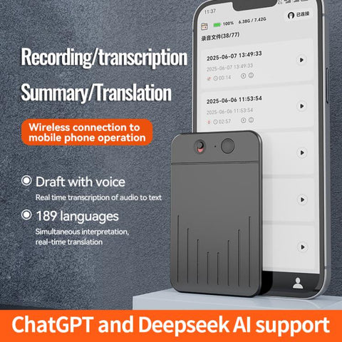 A3 Dual-key V-stripe Texture Ultra-thin AI Smart Voice Recorder Support AIREC-APP, 8GB, 16GB, 32GB, 64GB, 128GB, 256GB
