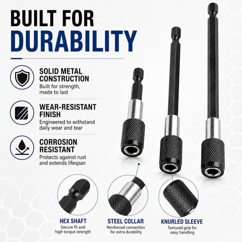 3pcs / Set Hexagonal Electric Drill Driver Extension Quick Conversion Bits, Conversion Bits