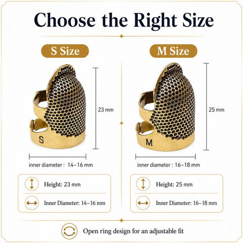 2pcs / Set S and M Household Adjustable Metal Sewing Thimble Finger Protectors, S and M