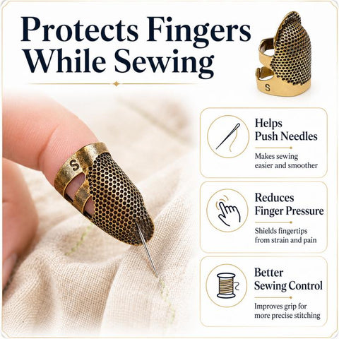 2pcs / Set S and M Household Adjustable Metal Sewing Thimble Finger Protectors, S and M