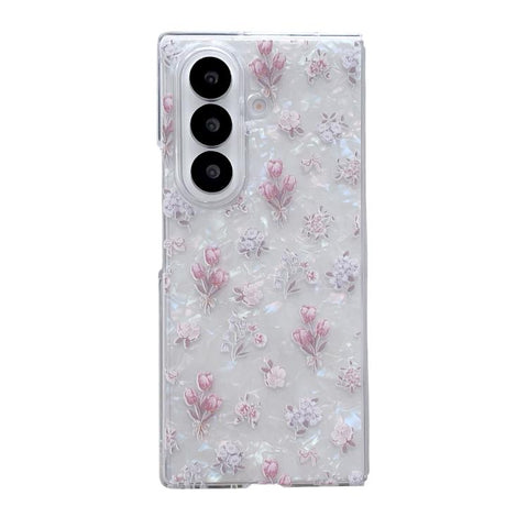 Pearlescent Shell Texture Flower Pattern Phone Case, For Galaxy Z Fold8 Ultra 5G, For Galaxy Z Flip8 5G