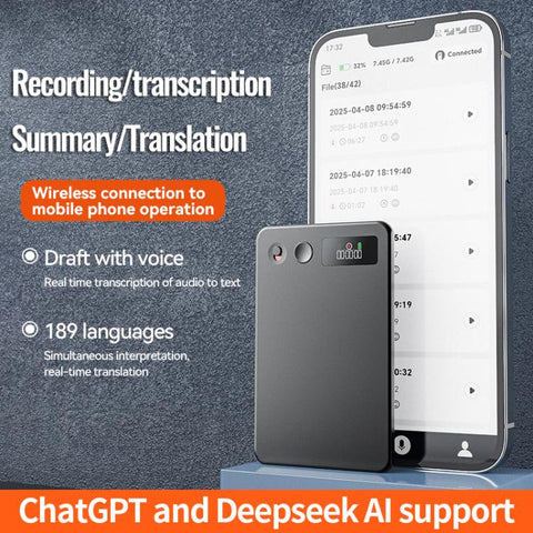 A3P 0.42-inch Right Display Ultra-thin AI Smart Voice Recorder Support AIREC-APP, 8GB, 16GB, 32GB, 64GB, 128GB, 256GB