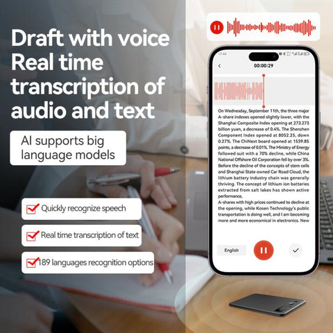 A3P 0.42-inch Right Display Ultra-thin AI Smart Voice Recorder Support AIREC-APP, 8GB, 16GB, 32GB, 64GB, 128GB, 256GB