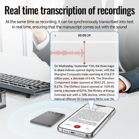 A3P 0.42-inch Right Display Twill Texture Ultra-thin AI Smart Voice Recorder Support AIREC-APP, 8GB, 16GB, 32GB, 64GB, 128GB, 256GB