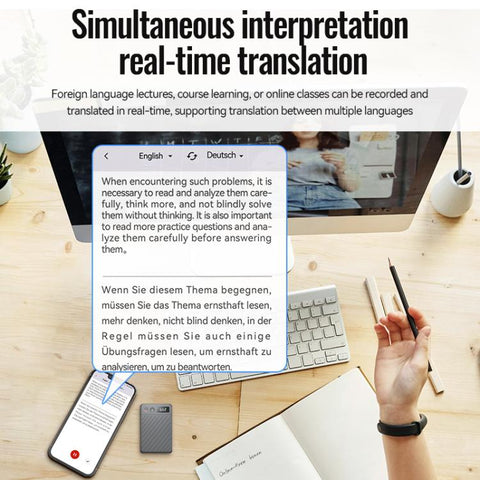 A3P 0.42-inch Right Display Twill Texture Ultra-thin AI Smart Voice Recorder Support AIREC-APP, 8GB, 16GB, 32GB, 64GB, 128GB, 256GB