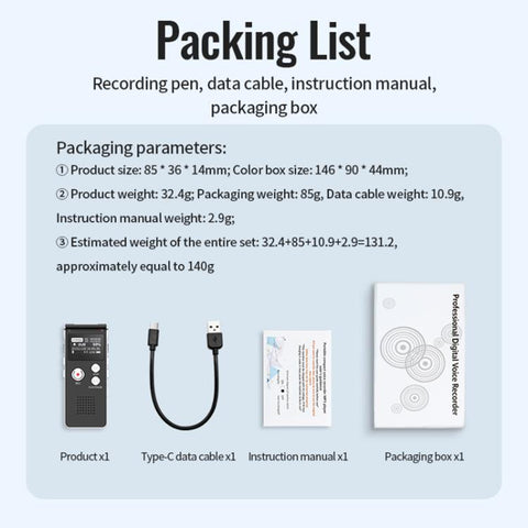 X1 Classic Professional Noise-Canceling Voice Recorder, 8GB, 16GB, 32GB, 64GB, 128GB