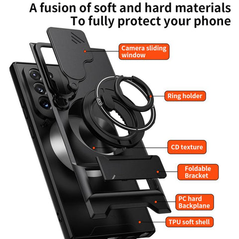 Lens Sliding Window Multifunctional Magnetic Shockproof Phone Case, For Galaxy Note20 Ultra 5G, For Galaxy Note20, For Galaxy Note10+ 4G
