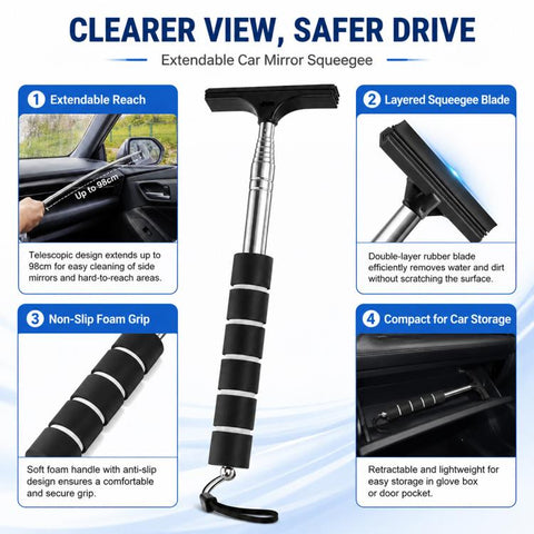 Car Rearview Mirror Stainless Steel Telescopic Wiper