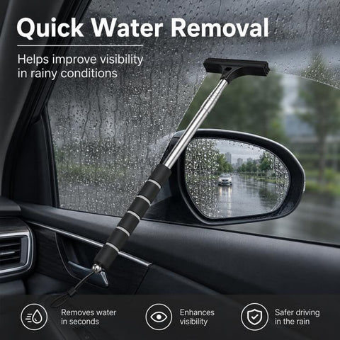 Car Rearview Mirror Stainless Steel Telescopic Wiper