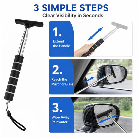 Car Rearview Mirror Stainless Steel Telescopic Wiper