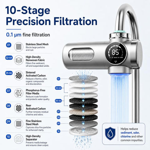 Detachable Washable Smart Water Purifier Faucet with Filter Cartridge, 1 Device + 1 Chip, 1 Device + 2 Chips, 1 Device + 4 Chips, 1 Device + 6 Chips, 1 Device + 8 Chips