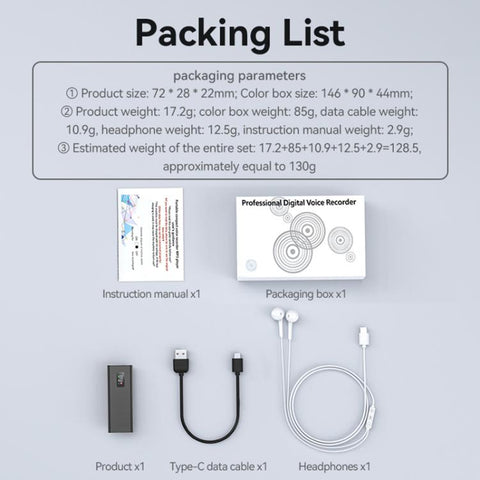 Q31P 0.42-inch Screen Pin-style Voice Recorder, 8GB, 16GB, 32GB, 64GB