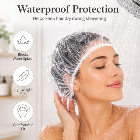 100pcs/Pack Disposable Shower Caps, Portable Waterproof Head Covers, 100pcs/Pack