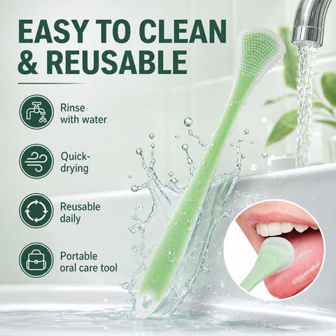 2pcs/Pack Double-Sided Silicone Tongue Scraper Oral Cleaning Tool