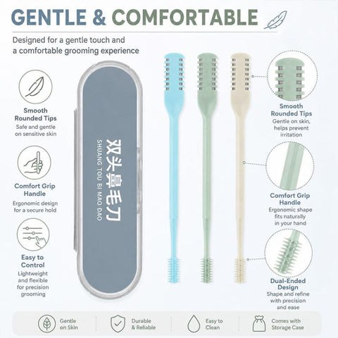 3pcs/Pack 360 Degree Rotating Double Blade Design Double Head Nose Hair Razor