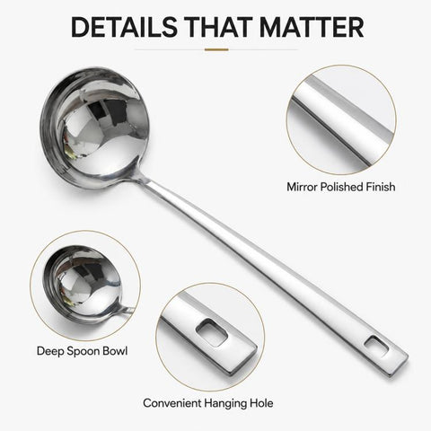 LsCook 7.2cm Stainless Steel Spoon, Soup Spoon, Strainer Spoon