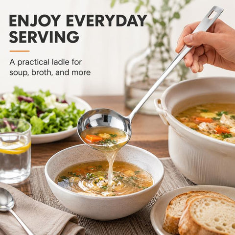 LsCook 7.2cm Stainless Steel Spoon, Soup Spoon, Strainer Spoon