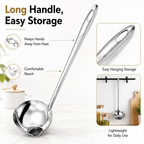 LsCook Stainless Steel Oil Separating Spoon, Oil Separating Spoon
