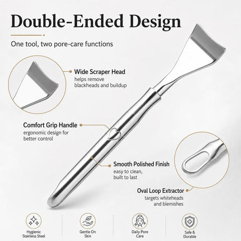 Stainless Steel Blackhead Scraper and U-Shaped Needle Set Blackhead Acne Cleaning Tool