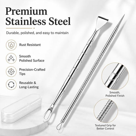 Stainless Steel Blackhead Scraper and U-Shaped Needle Set Blackhead Acne Cleaning Tool