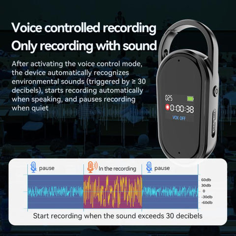 S29 0.42-inch TFT Display Portable Keychain Voice Recorder, 4GB, 8GB, 16GB, 32GB, 64GB, 128GB, 256GB