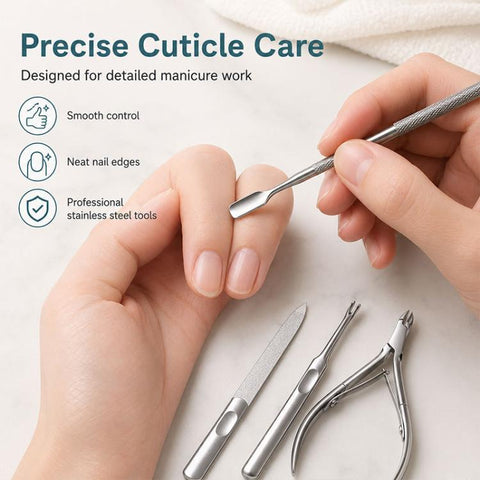 4pcs/Pack Cuticle Nipper, Cuticle Trimmer, Cuticle Pusher, Nail File Stainless Steel Manicure Tool Set