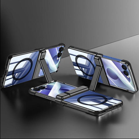 Electroplating Transparent Hinge Holder Magnetic Phone Case, For Galaxy Z Flip8 5G