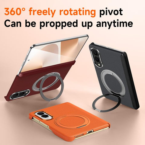 SULADA Kevlar Grid Patterned Skin Feel Rotation Magnetic Holder Phone Case, For Galaxy Z Fold8 5G, For Galaxy Z Fold8 Ultra 5G, For Galaxy Z Fold7 5G