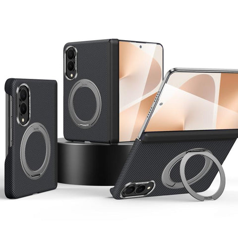 SULADA Kevlar Grid Patterned Skin Feel Rotation Magnetic Holder Phone Case, For Galaxy Z Fold8 5G, For Galaxy Z Fold8 Ultra 5G, For Galaxy Z Fold7 5G