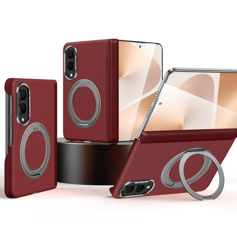 SULADA Kevlar Grid Patterned Skin Feel Rotation Magnetic Holder Phone Case, For Galaxy Z Fold8 5G, For Galaxy Z Fold8 Ultra 5G, For Galaxy Z Fold7 5G