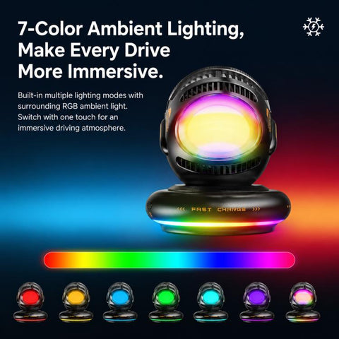 D3 15W Ice Magnetic Cooling RGB Car Mount Wireless Charging Phone Holder