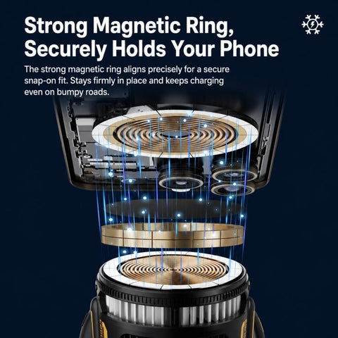 D3 15W Ice Magnetic Cooling RGB Car Mount Wireless Charging Phone Holder