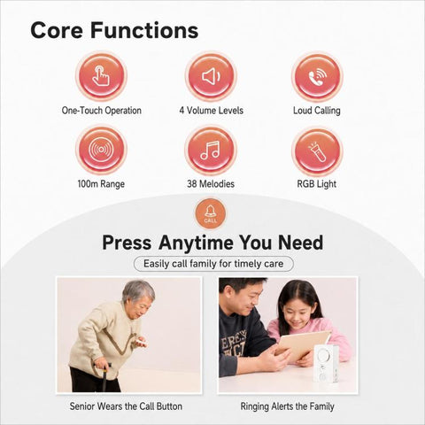 XY-805 Adjustable Volume Wireless Waterproof Doorbell Elderly Call Device, 1 Transmitter + 1 Receiver, 1 Transmitter + 2 Receiver, 2 Transmitter + 1 Receiver