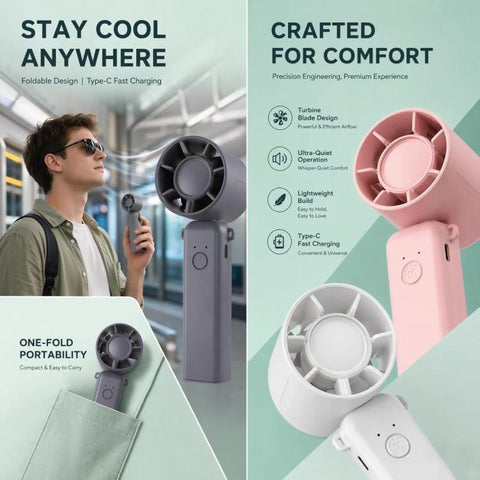 DF-93 Portable Three-Speed Adjustable Foldable Handheld Cooling Fan