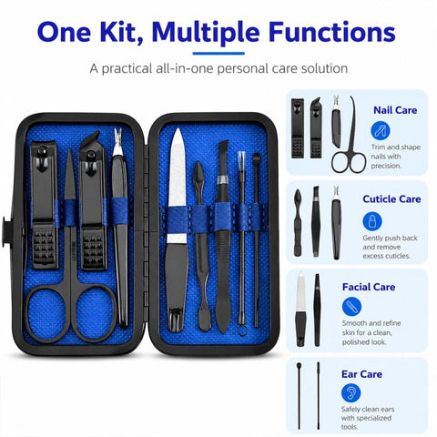 9pcs/Set Portable Stainless Steel Nail Clipper Manicure Tool Set