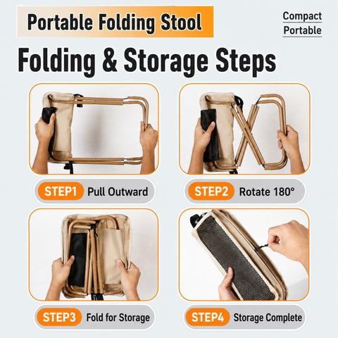 Outdoor Camping Foldable Stool Portable Crossbody Carry Bag