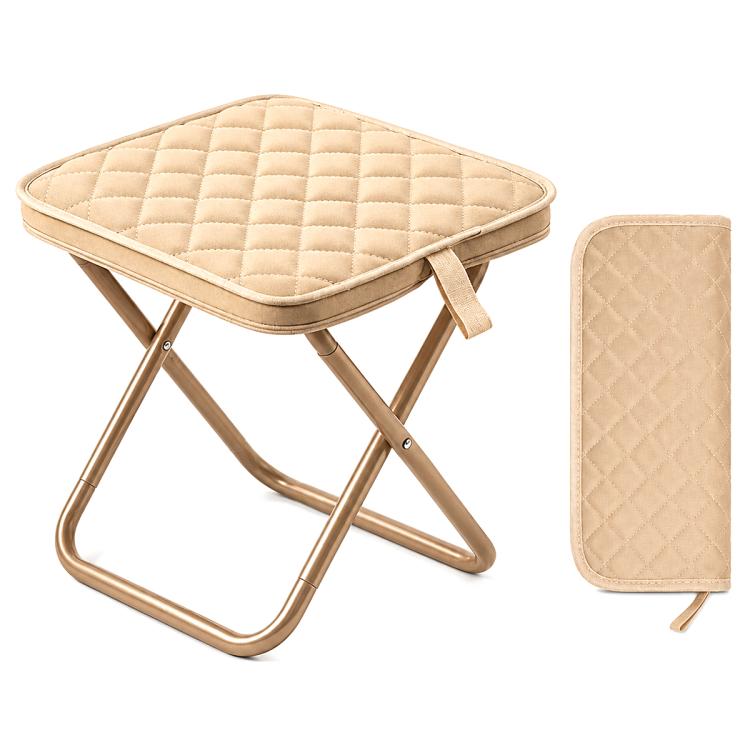 Thickened Padded Handbag Style Portable Folding Stool, Khaki, Black, Grey