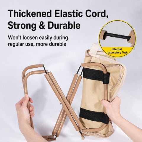 Thickened Padded Handbag Style Portable Folding Stool, Khaki, Black, Grey