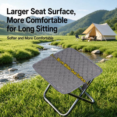 Thickened Padded Handbag Style Portable Folding Stool, Khaki, Black, Grey