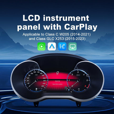 Car HD LCD Multi-Mode Digital Odometer Speedometer with CarPlay, For Mercedes-Benz W205 2014–2021