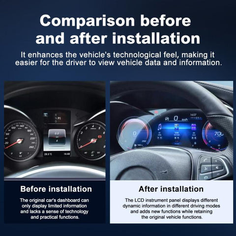 Car HD LCD Multi-Mode Digital Odometer Speedometer with CarPlay, For Mercedes-Benz W205 2014–2021