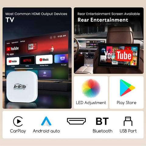 MMB WJAN-TV 2.0 Car AI Box Wired to Wireless Android Auto CarPlay Adapter, WJAN-TV 2.0