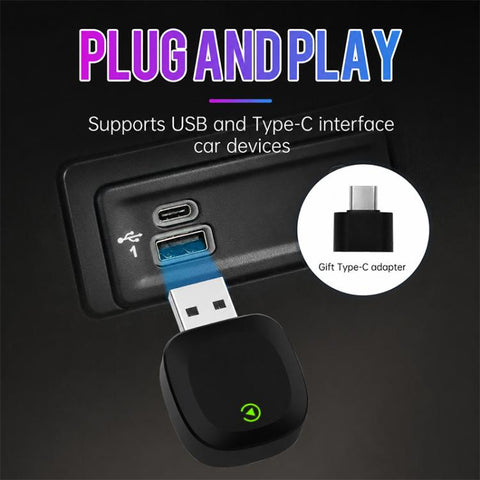 2 in 1 Car mini Smart Box 5.8GHz+2.4GHz Wireless Android Auto CarPlay Adapter, ZYD-TAB0B