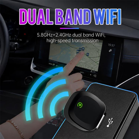2 in 1 Car mini Smart Box 5.8GHz+2.4GHz Wireless Android Auto CarPlay Adapter, ZYD-TAB0B